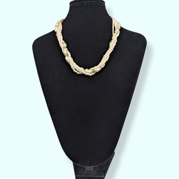V. 4-Strand Faux Pearl Torsade Necklace - Picture 2 of 5
